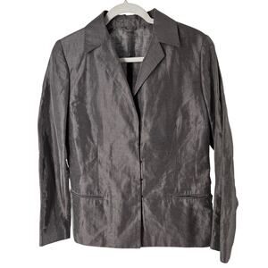 Sergio Pellari Silver Metallic Linen Blend Made in Italy Womens 10 Luxury Blazer